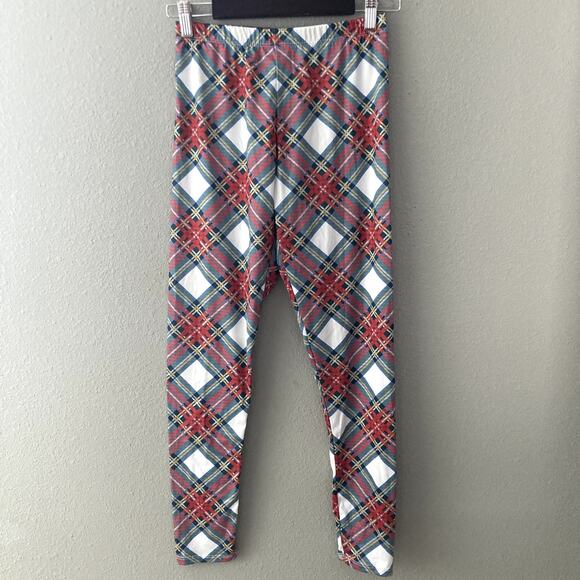 Holiday Tartan Plaid Leggings - Red Green White - Small - Picture 2 of 6